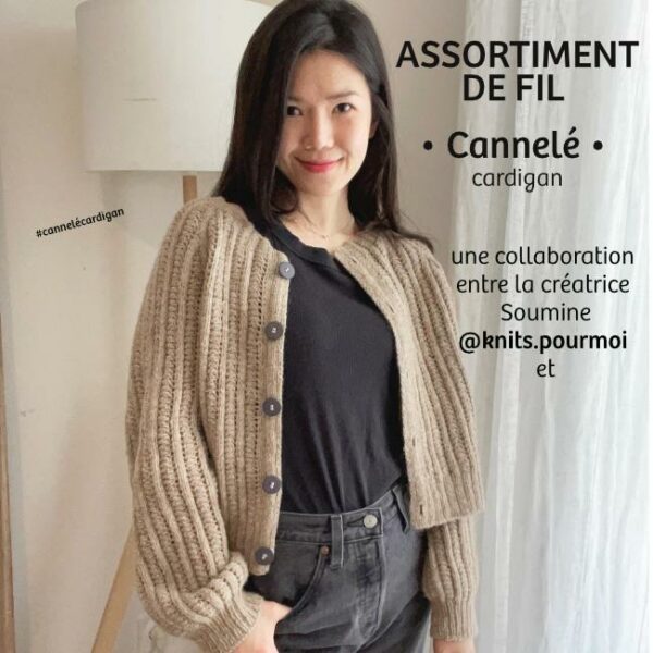 assortiment de fil • Cannelé • cardigan dessiné par Soumine @knits.pourmoi