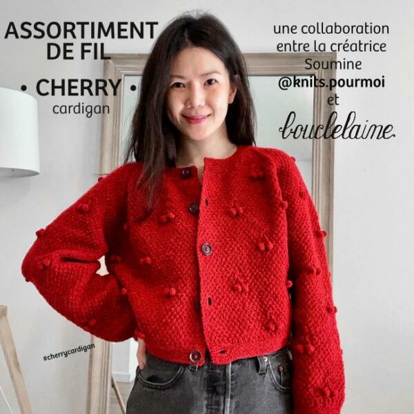 assortiment de fil • Cherry • cardigan dessiné par Soumine @knits.pourmoi