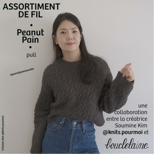 assortiment de fil • Peanut Pain • pull dessiné par Soumine @knits.pourmoi